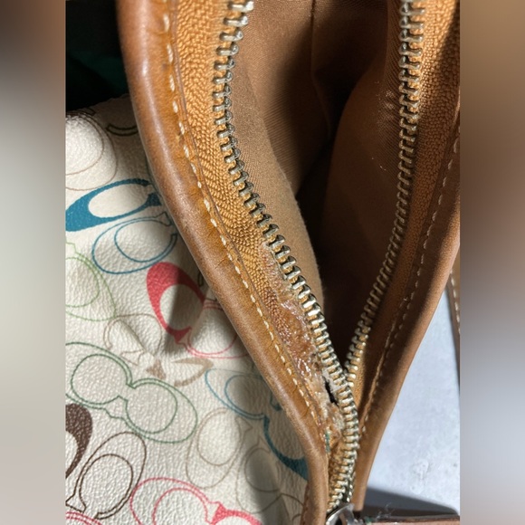 COACH 2 WAYS COATED CANVAS & LEATHER HOBO CROSS BODY SHOULDER HANDBAG - Picture 15 of 16